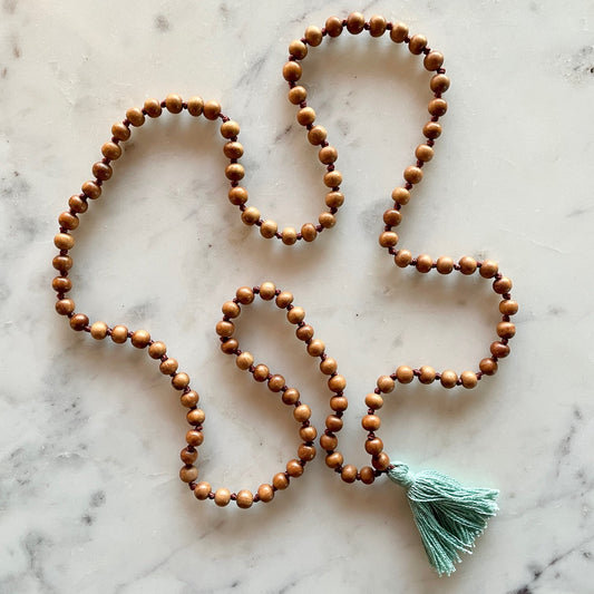 Sandalwood Mala | Meditation Mala with Organic Cotton Tassel