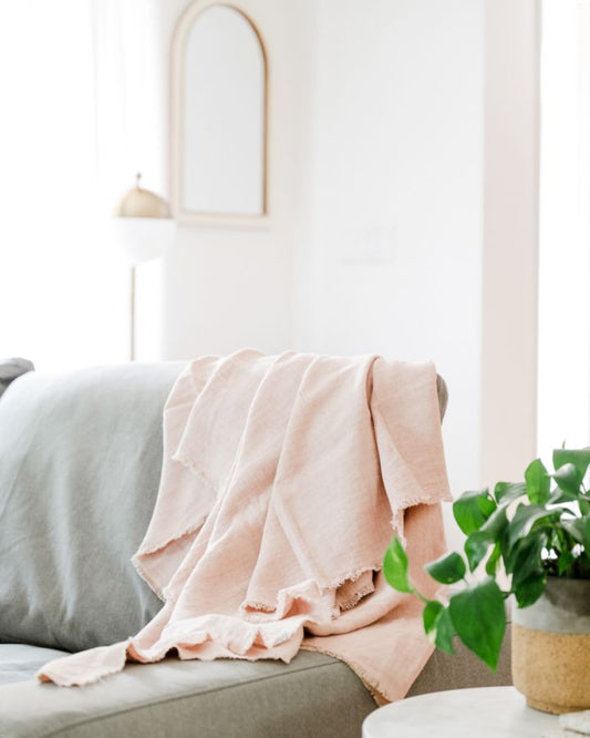 Center & Unwind Set-Linen Throw and Rosewood Diffuser